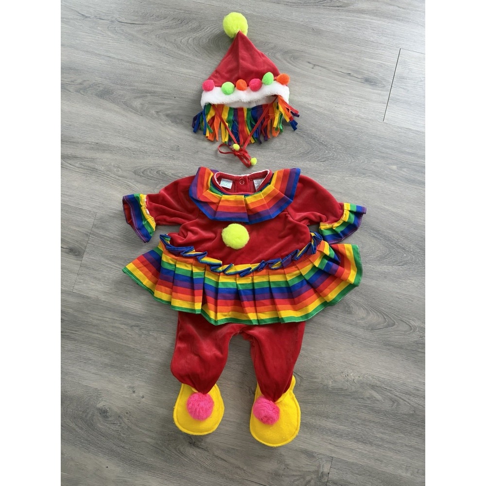 Vintage Simply Basic Infant Rainbow Colorful Clown Halloween Costume Size 0-3 M